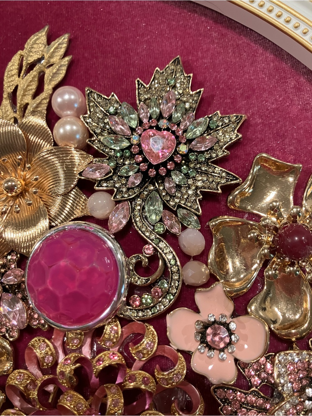 Gold and Pink Floral Embellished Wall Frame - Home Accent - Picture 8 of 15
